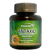 Antaxid- Calendula and Mint. 60 Tabs-Chewable // Antaxid-Calendula y Menta. May Help Calm Stomach ache, Occasional Acid Reflux, and Fullness.
