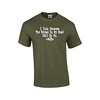 I Fish Because The Voices in My Head Tell Me to Funny Fishing Outdoors Fisherman Boat Humorous Witty-Military-Large