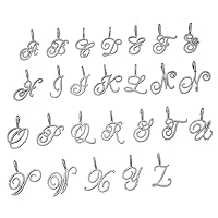 Hip Hop A-Z Cursive Letters Letters Necklaces & Pendant Cubic Zirconia For Men Jewelry With Rope Chain (Silver-Y)