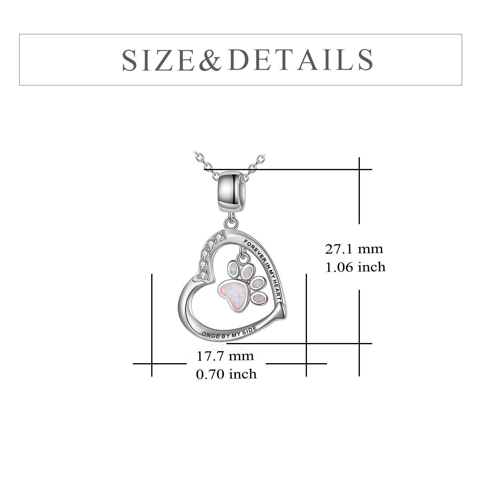 YFN Paw Print Necklace Sterling Silver Dog Cat Charms Pendant Cremation Jewelry Cat Dog Memorial Gifts for Women Girls