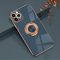 Omorro for Case iPhone 11 Pro Max Case for Women with Ring Holder, 360 Degree Rotation Kickstand Girly Cases Bling Glitter Plating Rose Gold Edge Slim Soft Luxury Protective Cover Cases for Girls