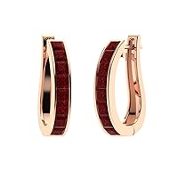 Diamondere Natural and Certified Princess Cut AAAA Gemstone Hoops Earring in 14k Solid Gold | 1.50 Carat Earrings for Women