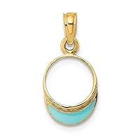 14k Gold Aqua Beach Bum Sun Visor Charm Pendant Necklace Measures 17.3x9.2mm Wide 3.6mm Thick Jewelry for Women