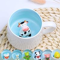 3D Coffee Mug, Hidden 3D Animal Inside Mug, Cute Cow Ceramic Cup, Party Office Morning Mugs for Tea/Milk/Juice/Cappuccino/Chocolate, Christmas Birthday Mug for Kids Boys Girls- Cow
