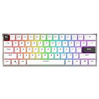 FANTECH MAXFIT61 Frost Wireless 60% Mechanical Keyboard, BT5.0/Type-C/2.4G Compact 61keys Hot Swappable RGB Gaming Keyboard for Windows PC, Linear Red Switch - White