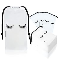 50pcs Eyelash Aftercare Lash Bags for Clients - Drawstring Makeup Cosmetic Shampoo Sample Pouches for Women and Girls- Small Business Supplies (White,4 x 6 Inches)