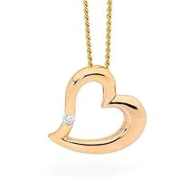 ABHI 0.01 CT Round Cut Created Diamond Love Heart Pendant Necklace 14K Yellow Gold Over