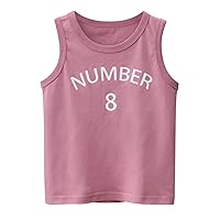 Basketball Apparel Boy Toddler Kids Baby Boys Girls Letter Number 8 Sleeveless Crewneck Vest T Shirts Tops Multi