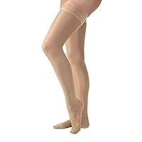 JOBST - 119379 UltraSheer Thigh High with Lace Silicone Top Band, 15-20 mmHg Compression Stockings, Closed Toe, Large, Natural