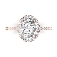 Clara Pucci 2.86ct Oval Cut Solitaire W/Accent Halo Genuine Moissanite Proposal Anniversary Bridal Wedding Ring 18K Rose Gold
