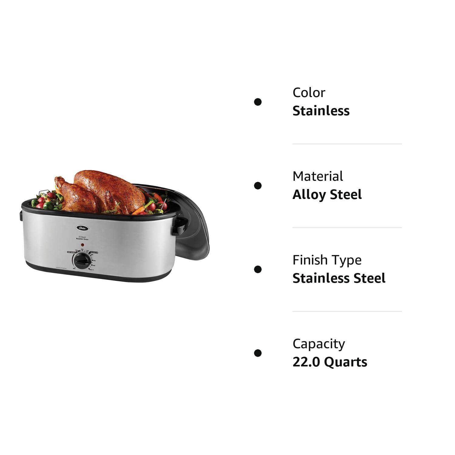 Oster Roaster Oven with Self-Basting Lid | 22 Qt, Stainless Steel