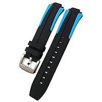18mm Rubber Silicone Waterproof Watch Band Strap for Tissot T111417 Wrist Bracelet Quartz Watch Men Women's Sports Accessories (Color : Black Lig-bluesilver, Size : 18mm)