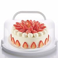 Large 10 Inch Cake Carrier Keeper Stand with Handles and Lids Container for Transport Cake Holder Tray with Cover Round Cupcake Storage Kitchen Cooking Box