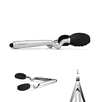 Dreamfarm Clongs | Non-Scratch, Stainless-Steel Tongs with Silicone Heads | Black, 9 Inches