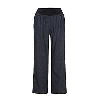 Wide Leg Denim Pants for Women, Women Summer Casual Jeans Palazzo Pants Solid Elastic Waist Trousers Loose Sweatpants