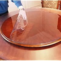 Round Clear Plastic Tablecloth Table Protector Furniture Circle Cover Vinyl Waterproof PVC Water Heat Resistant for Dining Table Cover Glass Desk Mats Pad (14.5 inch Diameter,1.5mm Thick)
