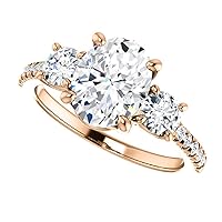18K Solid Rose Gold Handmade Engagement Ring, 2.00 CT Oval Cut Moissanite Solitaire Ring Diamond Wedding Ring for Her/Women, Gorgeous Ring, VVS1 Colorless