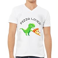 Pizza Lover V-Neck T-Shirt - Dinosaur T-Shirt - Funny V-Neck Tee