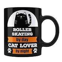 Roller derby By Day Cat Lover By Night Perfect Funny Kitty Cat Owner Lover Lady Mom Gifts Black Coffee Mug By HOM | Novelty gift mug for Best Funny Kitty Cat lover Owner