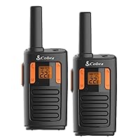 Cobra RX180 Walkie Talkies for Adults – 18-Mile Long Range Signal, 22 Preset Channels, NOAA Weather Alerts, 10 Call Tones, Voice-Activated, Compact and Reliable, 2-Pack, Orange/Black