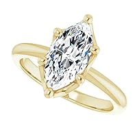 14K Solid Yellow Gold Handmade Engagement Ring 1.00 CT Marquise Cut Moissanite Diamond Solitaire Wedding/Bridal Ring for Women/Her Gorgeous Ring