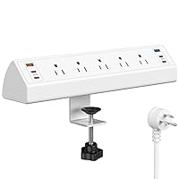 Desk Clamp Power Strip USB C,75W Total Fast Charging Station,45W and 30W USB-C Ports,Desk Edge Mount Power Strip 6-USB Ports,5 AC Outlets Tabletop Surge Protector,Fit 1.6