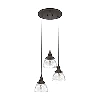 Hunter - Cypress Grove 3-light Onyx Bengal, Medium Size Cluster Light, Dimmable, Transitional Style, Round Shaped, for Bedrooms, Kitchens, Dining, Living Rooms - 19183