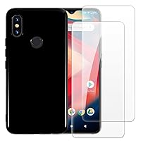 Case Cover Compatible with Umidigi S3 Pro + [2 Pack] Screen Protector Tempered Glass Film - Soft Flexible TPU Silicone for Umidigi S3 Pro (6.30 inches) (Black)