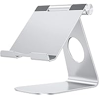 OMOTON Tablet Stand Holder Adjustable, T1 Desktop Aluminum Tablet Dock Cradle Compatible with iPad Air/Mini, iPad 10.2/9.7, iPad Pro 11/12.9/13, Samsung Tab and More Up to 13 inch, Silver