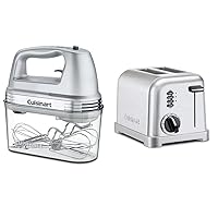 Cuisinart HM-90BCS Power Advantage Plus 9-Speed Handheld Mixer with Storage Case, Brushed Chrome & CPT-160 Metal Classic 2-Slice Toaster, Brushed Stainless