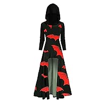 Sundress Short Womens Halloween Dresses Long Sleeve Vintage Printed Hooded Dress -Length in Style Dresses for