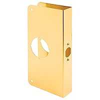 Prime-Line U 9547 Brass Lock and Door Reinforcement Plate for 1-3/8 In. Thick Doors, Brass Finish (Single Pack)