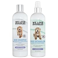 4-in-1 Dog Shampoo and Detangler Spray Combination Set | Made in USA | Organic Ingredients | Doodle Detangling Kit | Dog Grooming Kit