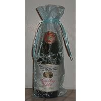 IGC 6x14 Organza Sheer Bags - Bottle/Wine Bags Gift Pouch - Satin Ribbon Closure - Light Blue (3 Bags)