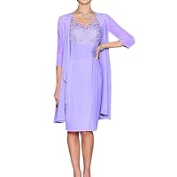 Melisa 2 Pieces Long Sleeves Mother of The Bride Dresses Tea Length with Jacket Formal Party Evening Gwons