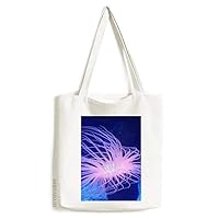 Ocean Blue Jellyfish Science Nature Tote Canvas Bag Shopping Satchel Casual Handbag