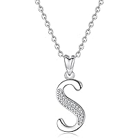 INFUSEU Sterling Silver Initial Necklaces for Women Girls, Personalized Letter Jewelry Gifts for Her