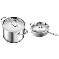 Cooks Standard Quart Classic Stainless Steel Stockpot & 10.5 Inch 4 Quart Stainless Steel Saute Pan, Multi-Ply Clad Deep Fry Pan
