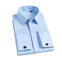 Luxury Cotton French Cuff Button Shirts Men Long Sleeve Tuxedo Wedding Shirt Dress Shirt with Cufflinks