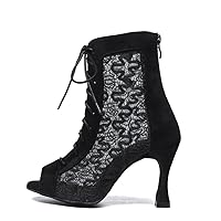 AOQUNFS Women's Peep Toe Latin Dance Boots Salsa Ballroom Party Ankle Dance Shoes,Model L546