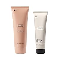 Versed Polished Up Duo - Day Maker Microcrystal Creamy Face Cleanser (3 fl oz) & Buff It Out AHA Body Scrub With Microfine Pumice (6 oz) - Resurface, Polish & Smooth Dry Skin - Vegan