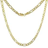 Hollow 10K Gold 3.5mm Figaro Link Chain Necklace for Men & Women 7-30 inch long