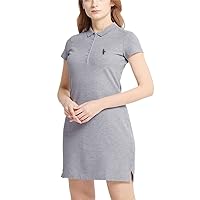 Women's Summer Cotton Short Sleeve Lapel Polo Dress Casual Ladies Fitted Casual Dress Shirt