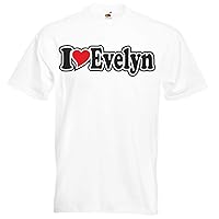 T-Shirt Man Black - I Love with Heart - Party Name Carnival - I Love Evelyn