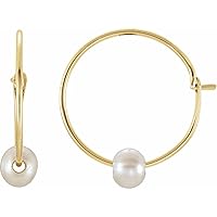 14k Rose Gold Youth 3mm Pearl Hoop Earrings Jewelry Gifts for Women