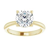 10K Solid Yellow Gold Handmade Engagement Rings, 2 CT Round Cut Moissanite Diamond Solitaire Wedding/Bridal Rings for Women/Her, Minimalist Anniversary Ring Gifts