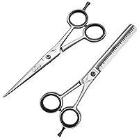 Hair cutting scissors & Thinning shears by Elite Unity, Hair Scissors, Hair Thinning Scissors, Combine in One Pack Together, 6.5 Inch Overall Length, Razor Edge Barber Scissors, shears, Home, Salon.