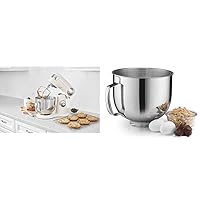 Cuisinart SM-50CRM Precision Master 5.5-Quart 12-Speed Stand Mixer & SM-50MB 5.5-Quart Mixing Bowl, Stainless Steel
