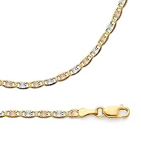 Solid 14k Yellow White Rose Gold Necklace Chain Star Diamond Cut Thin Multi 2.1 mm 22 inch
