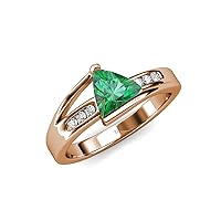 Trillion Cut Lab Created Alexandrite & Diamond 1.59 ctw Women Engagement Ring 14K Gold